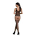 Бодістокінг Passion ECO BS001 One Size black, з доступом, імітація підв’язок, флористичний декор - Фото №2