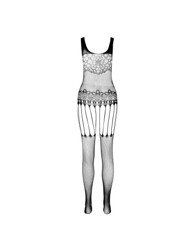 Бодістокінг Passion ECO BS001 One Size black, з доступом, імітація підв’язок, флористичний декор - Фото №4