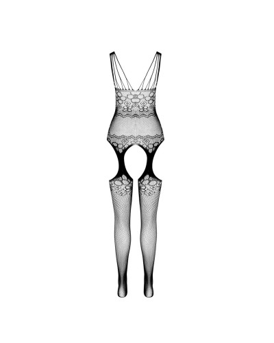 Бодистокинг Passion ECO BS004 black, открытый доступ, имитация подвязок, цветочный декор - Фото №4