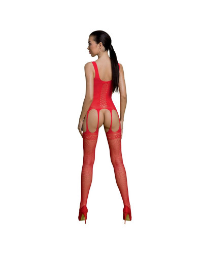 Бодистокинг Passion ECO BS007 red, с доступом, силуэтный рисунок, имитация подвязок - Фото №2