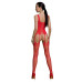 Бодистокинг Passion ECO BS007 red, с доступом, силуэтный рисунок, имитация подвязок - Фото №2