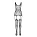 Бодистокинг Passion ECO BS007 white, с доступом, силуэтный рисунок, имитация подвязок - Фото №3