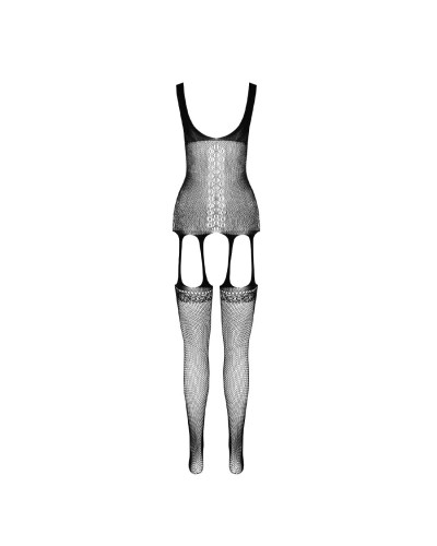 Бодистокинг Passion ECO BS007 white, с доступом, силуэтный рисунок, имитация подвязок - Фото №4