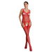 Бодистокинг Passion ECO BS008 red, с доступом, флористический декор, имитация подвязок - Фото №1