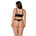 Комплект з екошкіри Passion MALWIA BIKINI 4XL/5XL black, з люверсами та ремінцями, бра, трусики - Фото №2
