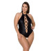 Боди из экокожи Passion NANCY BODY 4XL/5XL black, с имитацией шнуровки и открытым доступом - Фото №1