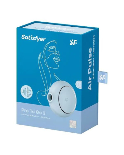 Вакуумний стимулятор із вібрацією Satisfyer Pro To Go 3 Blue - Фото №6