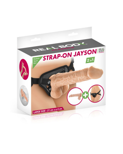 Жіночий страпон-трусики 2в1 Real Body — Jayson: довжина 21 см, діам. 4 см, трусики та фалоімітатор - Фото №3