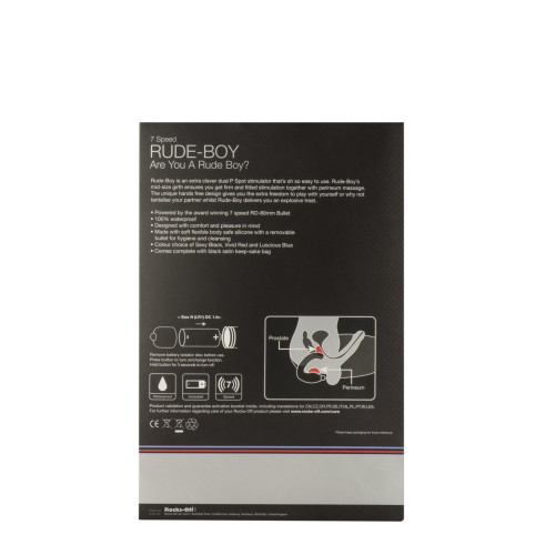 Вібромасажер простати Rocks Off Rude-Boy Black, масаж промежини, макс. діаметр 2,5 см