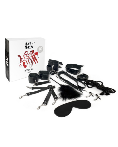 Набор BDSM Art of Sex – Set Leather, 10 предметов, черный, натуральная кожа - Фото №3