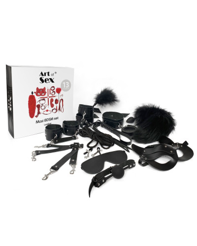 Набір BDSM Art Of Sex – Maxi BDSM Set Leather, 13 предметів, чорний, натуральна шкіра - Фото №3