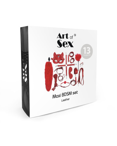 Набір BDSM Art Of Sex – Maxi BDSM Set Leather, 13 предметів, чорний, натуральна шкіра - Фото №4