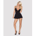 Сатиновый пеньюар с кружевом Obsessive 810-BAB-1 babydoll & thong S/M, черный, пеньюар, танга - Фото №2