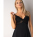 Сатиновый пеньюар с кружевом Obsessive 810-BAB-1 babydoll & thong S/M, черный, пеньюар, танга - Фото №4