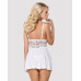 Сатиновий пеньюар з мереживом Obsessive 810-BAB-2 babydoll & thong L/XL, білий, пеньюар, танга - Фото №2
