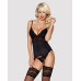 Сатиновый кружевной корсет Obsessive 810-COR-1 babydoll & thong S/M, черный, корсет, танга - Фото №1