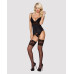 Сатиновый кружевной корсет Obsessive 810-COR-1 babydoll & thong S/M, черный, корсет, танга - Фото №3