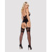 Сатиновый кружевной корсет Obsessive 810-COR-1 babydoll & thong S/M, черный, корсет, танга - Фото №4