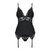 Сатиновый кружевной корсет Obsessive 810-COR-1 babydoll & thong S/M, черный, корсет, танга - Фото №5