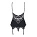 Сатиновый кружевной корсет Obsessive 810-COR-1 babydoll & thong S/M, черный, корсет, танга - Фото №6