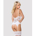 Сатиновый кружевной корсет Obsessive 810-COR-2 babydoll & thong L/XL, белый, корсет, танга - Фото №2