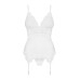 Сатиновый кружевной корсет Obsessive 810-COR-2 babydoll & thong L/XL, белый, корсет, танга - Фото №5