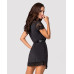 Сатиновый открытый пеньюар на поясе Obsessive 810-PEI–1 peignoir black 2XL/3XL, черный - Фото №2