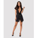 Сатиновый открытый пеньюар на поясе Obsessive 810-PEI–1 peignoir black 2XL/3XL, черный - Фото №3