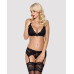 Кружевной комплект белья Obsessive 810-SEG-1 L/XL Black, бюстгальтер, стринги, пояс для чулок - Фото №1