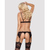Кружевной комплект белья Obsessive 810-SEG-1 L/XL Black, бюстгальтер, стринги, пояс для чулок - Фото №2