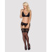 Кружевной комплект белья Obsessive 810-SEG-1 L/XL Black, бюстгальтер, стринги, пояс для чулок - Фото №3