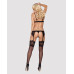 Кружевной комплект белья Obsessive 810-SEG-1 L/XL Black, бюстгальтер, стринги, пояс для чулок - Фото №4