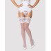 Панчохи під пояс із широким мереживом Obsessive 810-STO-2 stockings S/M, білі - Фото №1