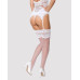 Панчохи під пояс із широким мереживом Obsessive 810-STO-2 stockings L/XL, білі - Фото №2
