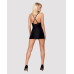 Сатиновый комплект для сна с кружевом Obsessive 828-CHE-1 chemise & thong S/M, черный, сорочка, стри - Фото №4