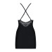 Сатиновый комплект для сна с кружевом Obsessive 828-CHE-1 chemise & thong S/M, черный, сорочка, стри - Фото №6