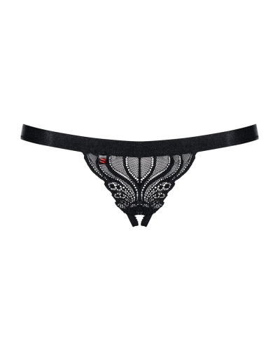 Кружевные танга с доступом Obsessive 828-THC-1 crotchless thong S/M, черные - Фото №5
