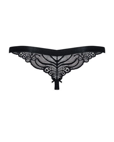 Кружевные танга с доступом Obsessive 828-THC-1 crotchless thong S/M, черные - Фото №6