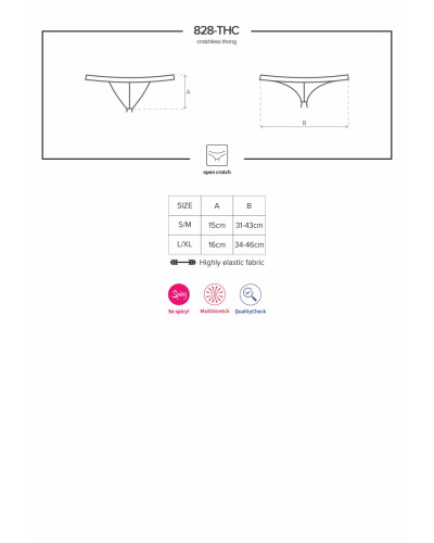 Кружевные танга с доступом Obsessive 828-THC-1 crotchless thong S/M, черные - Фото №7