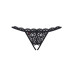 Кружевные танга с двумя отверстиями Obsessive 831-THC-1 crotchless thong S/M, черные, бантики - Фото №5