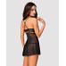 Еротичний мереживний комплект із сіточкою Obsessive 838-BAB-1 babydoll & thong black L/XL, чорний, п - Фото №2