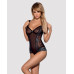 (SALE) Сетчатое боди на косточках Obsessive Amanta teddy S/M, черное, с доступом - Фото №1