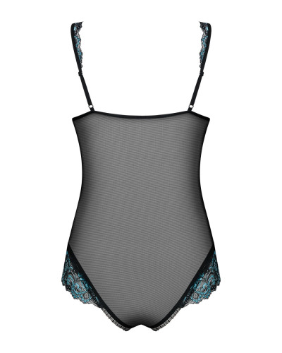 (SALE) Сетчатое боди на косточках Obsessive Amanta teddy S/M, черное, с доступом - Фото №6