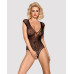 Бодістокінг із великої сітки з мереживом Obsessive B112 teddy S/M/L, чорний, з доступом - Фото №1