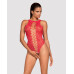 (SALE) Ажурный бодистокинг с эффектом шнуровки Obsessive B120 teddy red S/M/L, красный - Фото №1