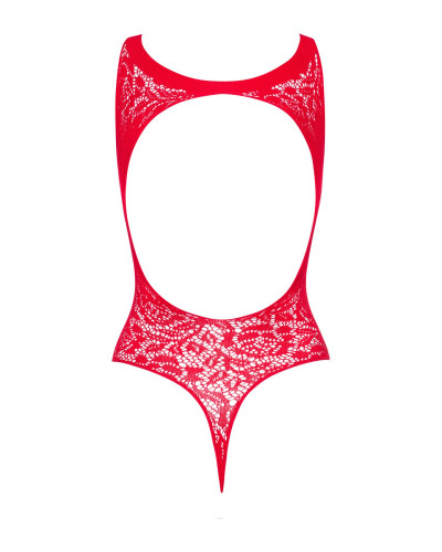 (SALE) Ажурный бодистокинг с эффектом шнуровки Obsessive B120 teddy red S/M/L, красный - Фото №6