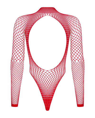 Сетчатый бодистокинг с длинным рукавом Obsessive B126 teddy red S/M/L, красный - Фото №6