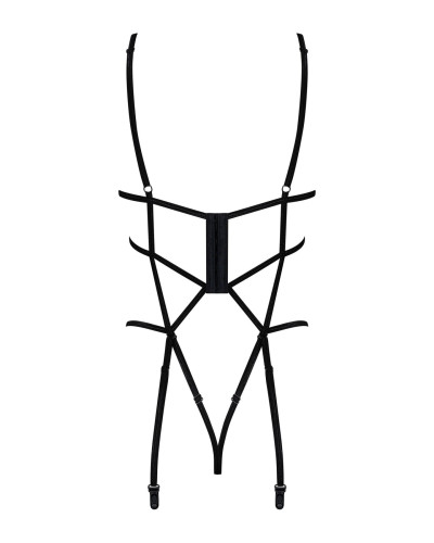 (SALE) Боді зі стреп із доступом Obsessive Badossa crotchless teddy L/XL, чорний - Фото №6