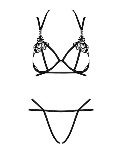 Эротический комплект из стреп Obsessive Badossa 2-pcs set L/XL, черный, с доступом, бюстгальтер, стр - Фото №5