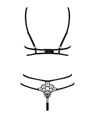 Эротический комплект из стреп Obsessive Badossa 2-pcs set L/XL, черный, с доступом, бюстгальтер, стр - Фото №6